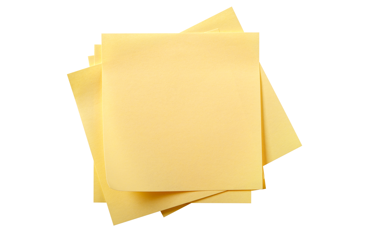 Untidy Stack of Several Yellow Sticky Post Notes
