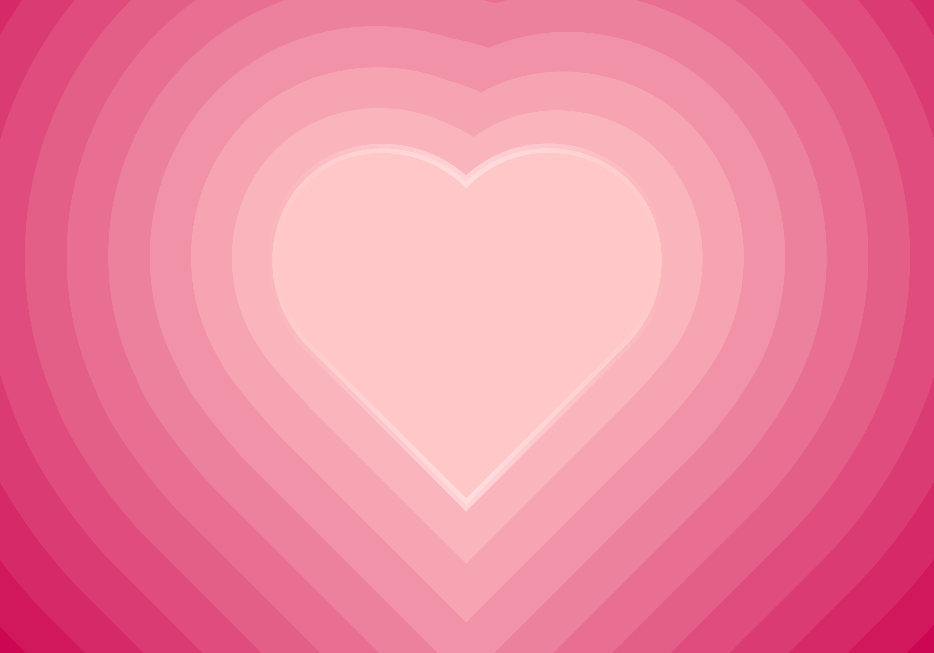 Concentric hearts pink gradient background
